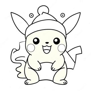 Trang Tô Màu Pikachu Lễ Hội Với Mũ Ông Già Noel Tranh Tô Màu