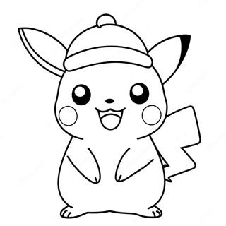 Trang Tô Màu Pikachu Lễ Hội Với Mũ Ông Già Noel Tranh Tô Màu