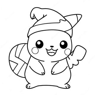 Trang Tô Màu Pikachu Lễ Hội Với Mũ Ông Già Noel Tranh Tô Màu