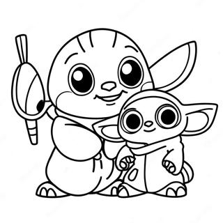 Stitch Và Baby Yoda Trang tô màu