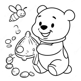 Trang Tô Màu Winnie The Pooh Hạnh Phúc Với Mật Ong Tranh Tô Màu