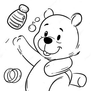 Trang Tô Màu Winnie The Pooh Hạnh Phúc Với Mật Ong Tranh Tô Màu