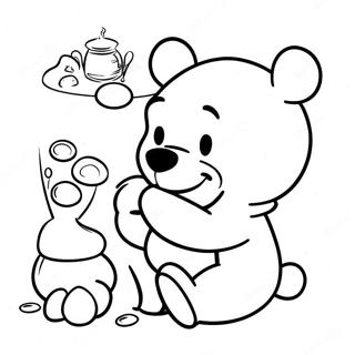Trang Tô Màu Winnie The Pooh Hạnh Phúc Với Mật Ong Tranh Tô Màu