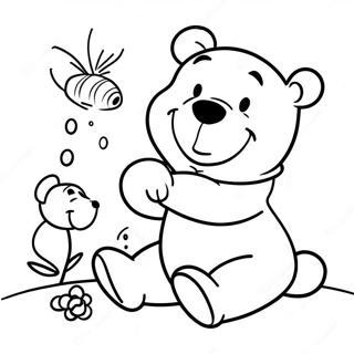 Trang Tô Màu Winnie The Pooh Hạnh Phúc Với Mật Ong Tranh Tô Màu