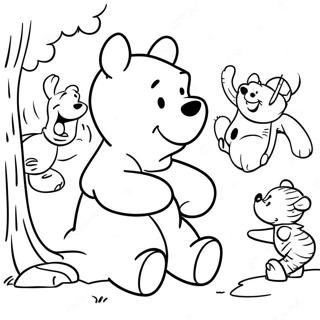 Trang Tô Màu Winnie The Pooh Và Bạn Bè Vui Vẻ Tranh Tô Màu