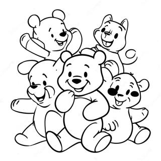 Trang Tô Màu Winnie The Pooh Và Bạn Bè Vui Vẻ Tranh Tô Màu