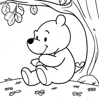 Trang Tô Màu Winnie The Pooh Buồn Ngủ Dưới Cây Tranh Tô Màu