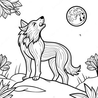 Sói Thực Tế Trong Ánh Trăng Trang tô màu