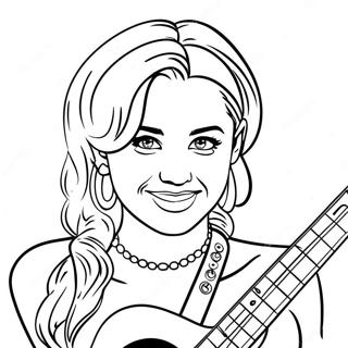 Trang Tô Màu Miley Cyrus Với Cây Đàn Guitar Tranh Tô Màu