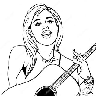 Trang Tô Màu Miley Cyrus Với Cây Đàn Guitar Tranh Tô Màu