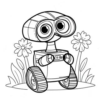 Trang Tô Màu Wall-E Dễ Thương Với Hoa Tranh Tô Màu