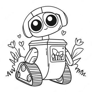 Trang Tô Màu Wall-E Dễ Thương Với Hoa Tranh Tô Màu