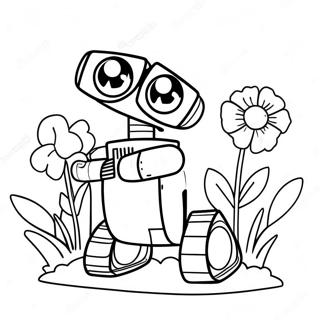 Trang Tô Màu Wall-E Dễ Thương Với Hoa Tranh Tô Màu