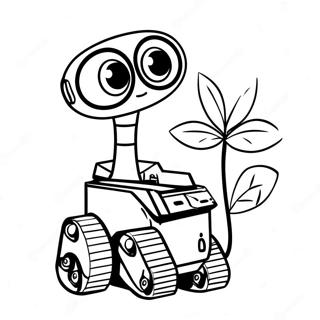 Trang Tô Màu Wall-E Cầm Cây Tranh Tô Màu