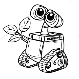 Trang Tô Màu Wall-E Cầm Cây Tranh Tô Màu