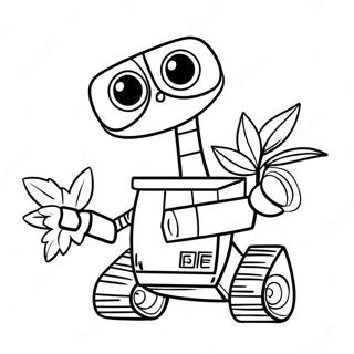Trang Tô Màu Wall-E Cầm Cây Tranh Tô Màu