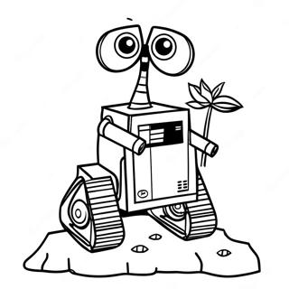 Trang Tô Màu Wall-E Cầm Cây Tranh Tô Màu