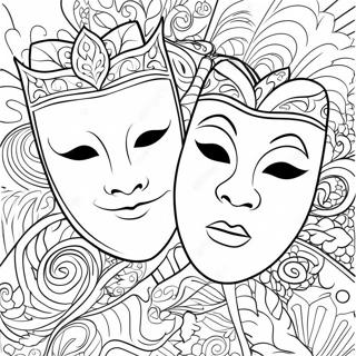 Trang Tô Màu Mặt Nạ Nhà Hát Kịch Tính Tranh Tô Màu