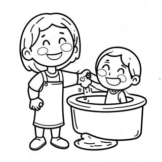 Trang Tô Màu Trẻ Em Vui Vẻ Rửa Tay Tranh Tô Màu