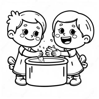 Trang Tô Màu Trẻ Em Vui Vẻ Rửa Tay Tranh Tô Màu