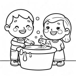 Trang Tô Màu Trẻ Em Vui Vẻ Rửa Tay Tranh Tô Màu