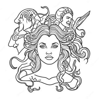 Medusa Bị Bao Vây Bởi Các Anh Hùng Trang Tô Màu Tranh Tô Màu