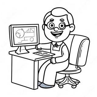 Giao Vien Vui Ve Tai Ban Lam Viec Trang To Mau 62058-13679