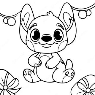 Stitch Duyên Dáng Bên Đèn Giáng Sinh Tranh Tô Màu