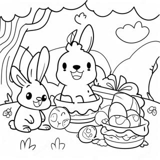 Trang Tô Màu Buổi Picnic Lễ Phục Sinh Của Bluey Và Bạn Bè Tranh Tô Màu