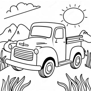 Trang To Mau Xe Tai Xanh Nho Trong Canh Dong Nang 84447-25543