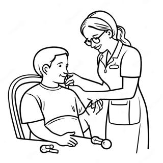 Trang Tô Màu Y Tá Thân Thiện Giúp Bệnh Nhân Tranh Tô Màu